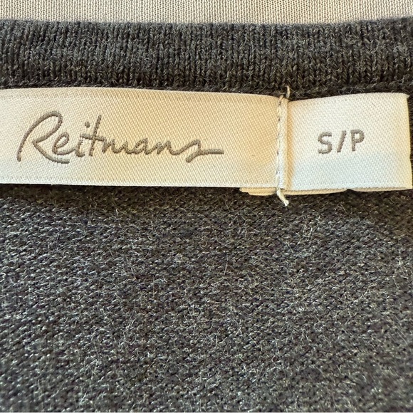 Reitmans Shirt Gray Black Embellished Fitted Knit Short Sleeve Top Women's Sz S - Picture 6 of 10